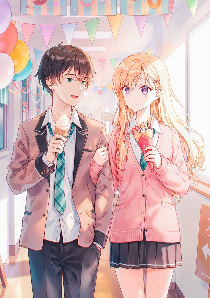 ayase saki and asamura yuuta (gimai seikatsu) drawn by hiten_(hitenkei)