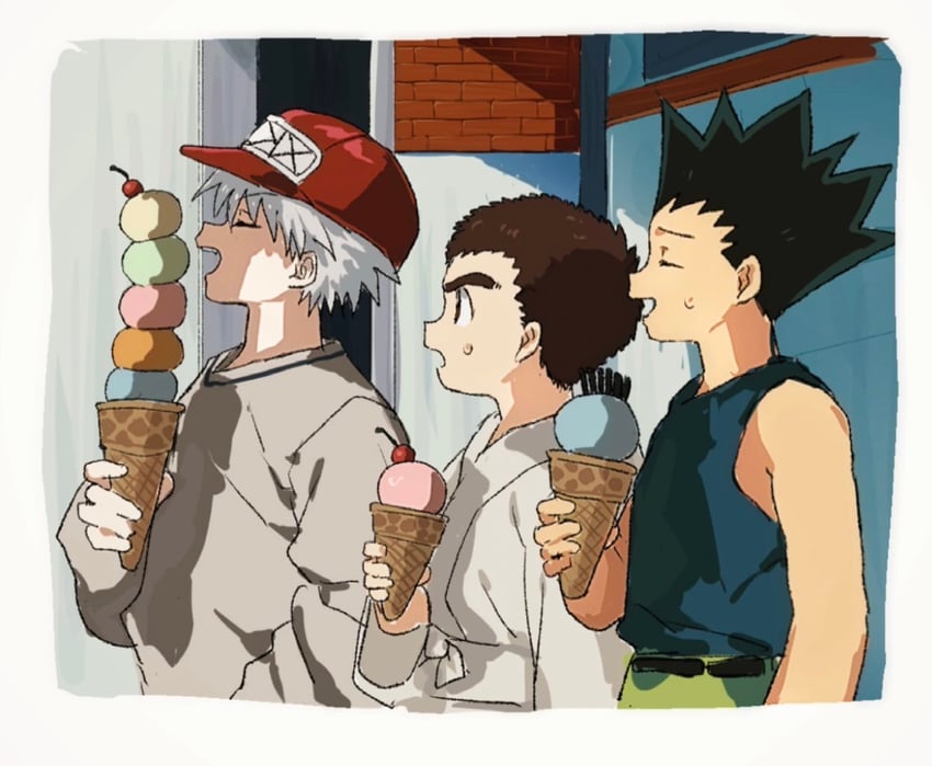killua zoldyck, gon freecss, and zushi (hunter x hunter) drawn by qn_ui3