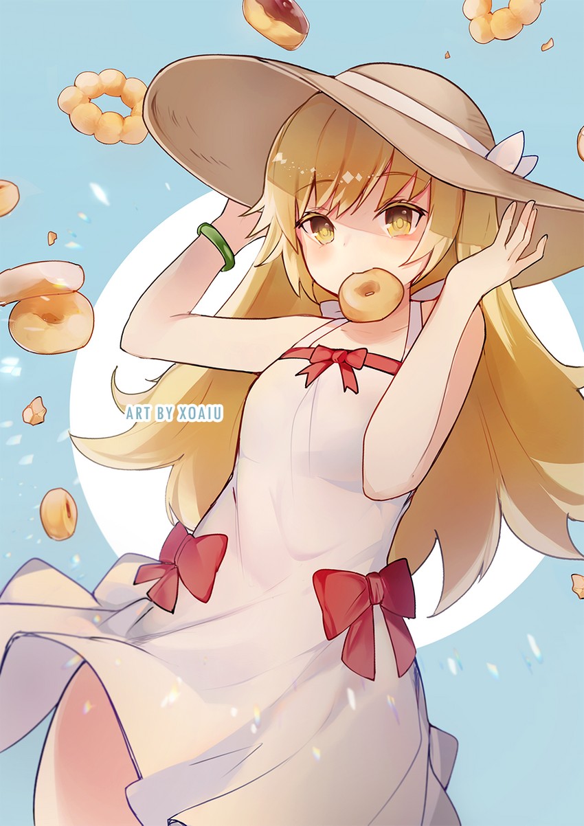 oshino shinobu (monogatari and 1 more) drawn by xoaiu