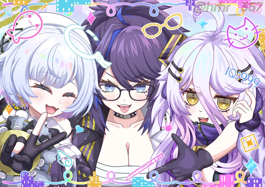 kson, henya the genius, souchou, and amemiya nazuna (vshojo) drawn by hrhr_gin_357