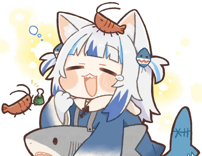 gawr gura and ebi-chan (hololive and 1 more) drawn by same_anko