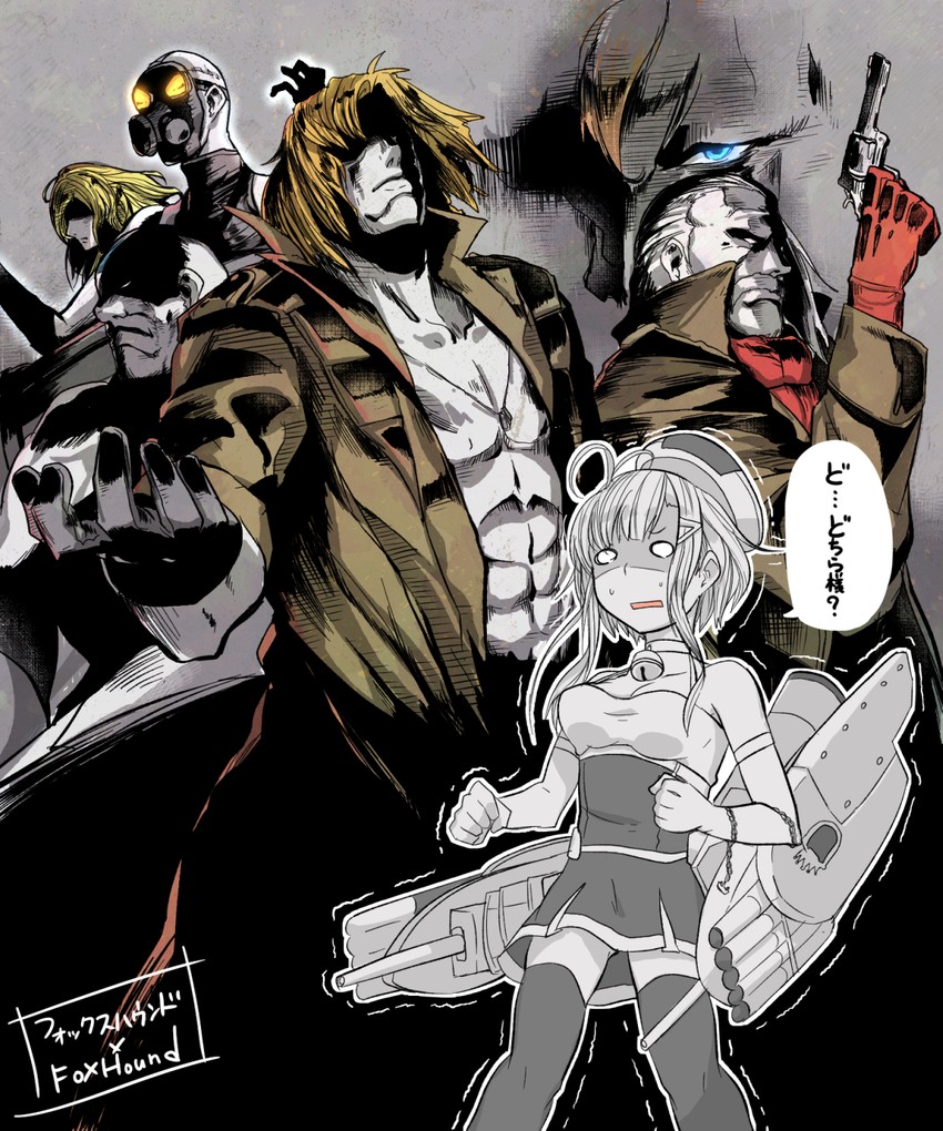 big boss, revolver ocelot, liquid snake, sniper wolf, foxhound, and 2 more (azur lane and 2 more) drawn by myuutau_tadakichi