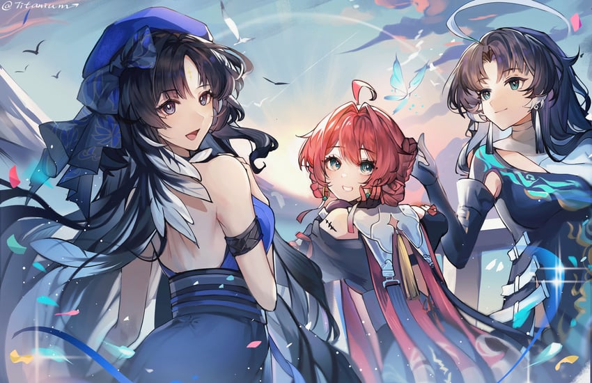 yangyang, danjin, and jianxin (wuthering waves) drawn by titaniumtai