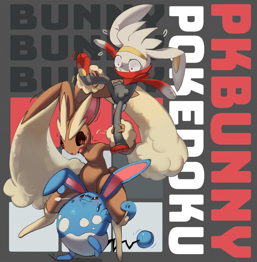 lopunny, azumarill, and raboot (pokemon) drawn by pkbunny