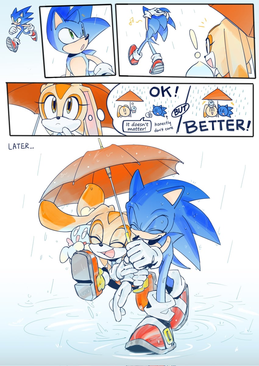 sonic the hedgehog, cream the rabbit, neutral chao, and cheese (sonic) drawn by chaosrice