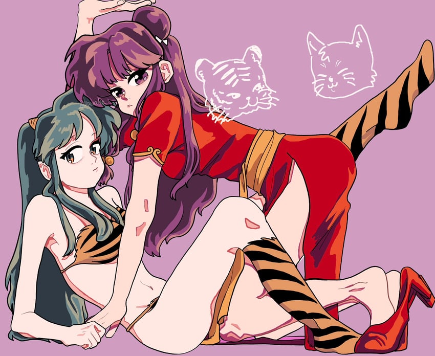 lum and shampoo (ranma 1/2 and 1 more) drawn by hawaku