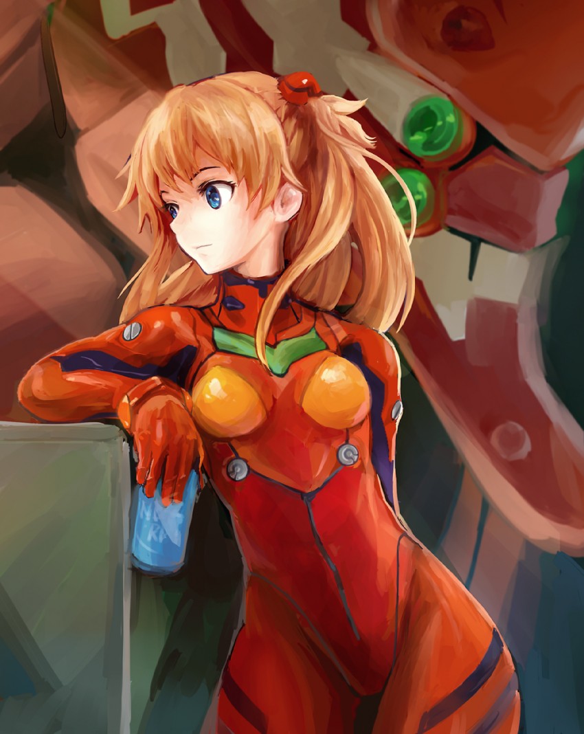 souryuu asuka langley and eva 02 (neon genesis evangelion and 1 more) drawn by conjaku