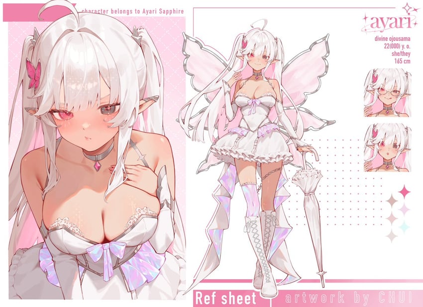 ayari sapphire (indie virtual youtuber) drawn by chui_art and eri11rie