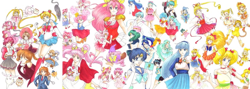 kinomoto sakura, tsukino usagi, sailor moon, mizuno ami, aino minako, and 37 more (precure and 20 more) drawn by tokikyo