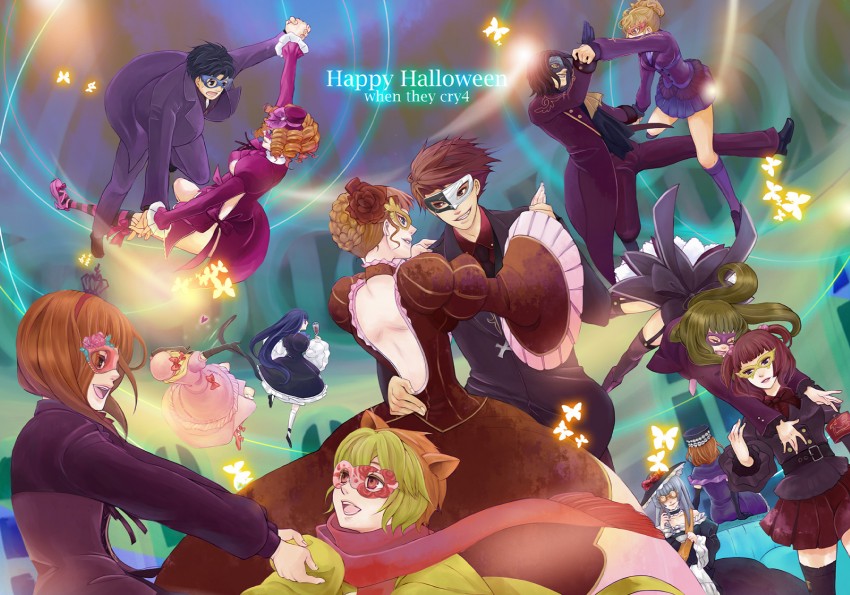 beatrice, ushiromiya battler, ushiromiya ange, frederica bernkastel, ushiromiya maria, and 10 more (umineko no naku koro ni) drawn by kick_(dia.c)