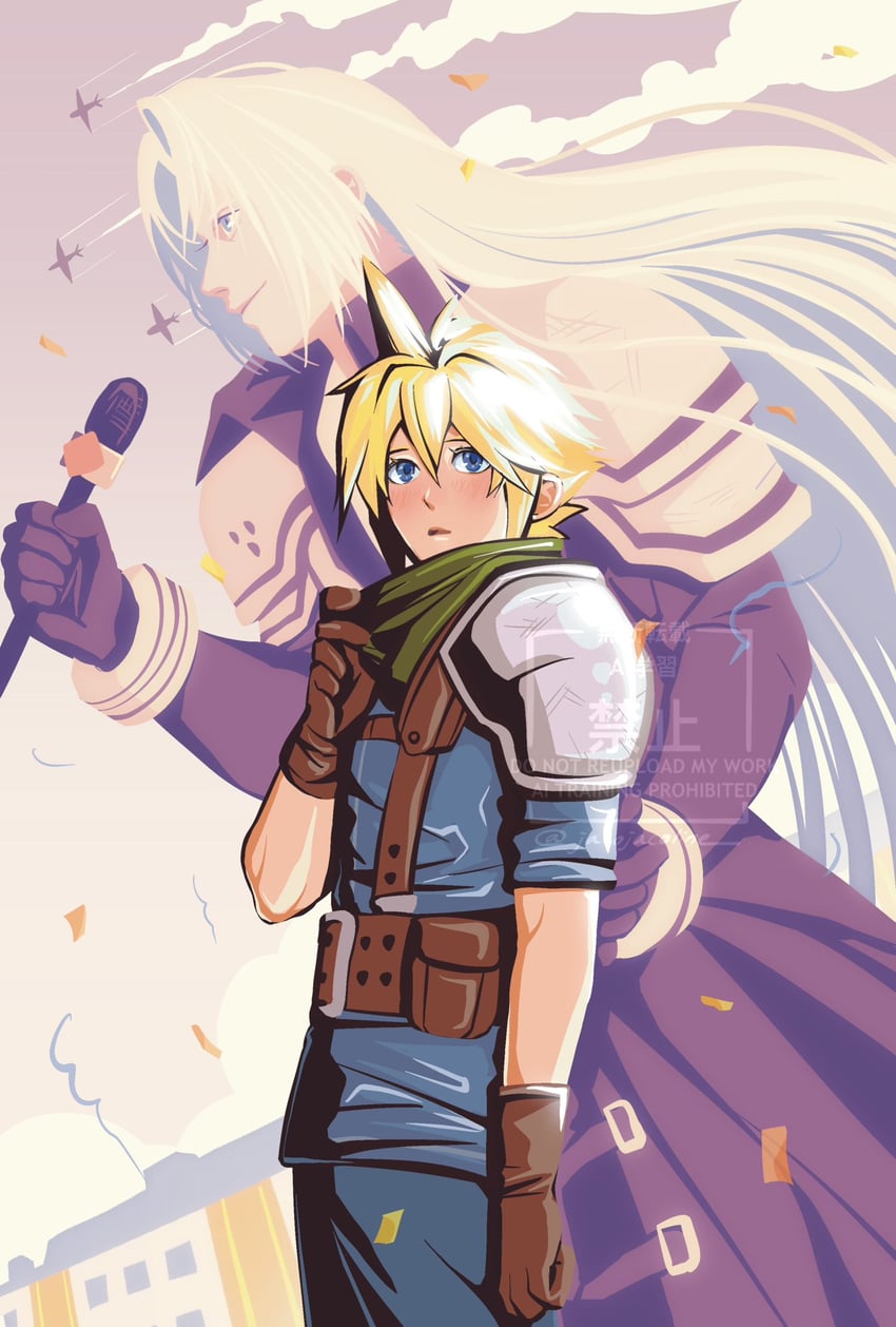 cloud strife and sephiroth (final fantasy and 2 more) drawn by jacoline