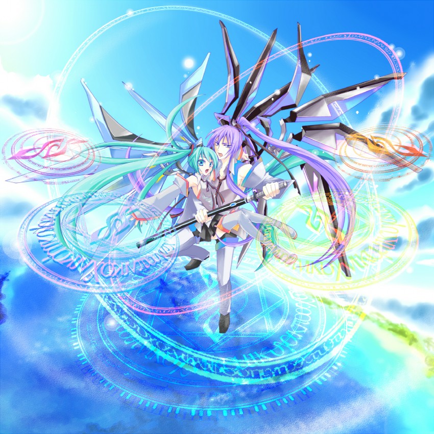 hatsune miku and kamui gakupo (vocaloid) drawn by haru_aki