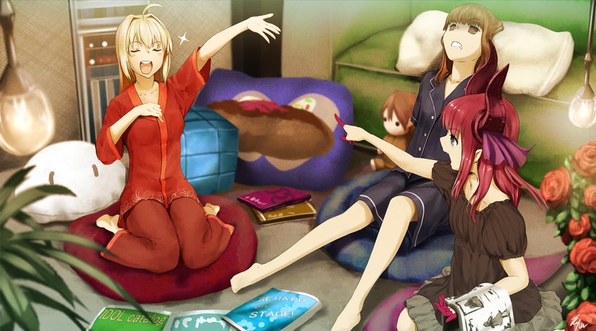 nero claudius, elizabeth bathory, and kishinami hakuno (fate and 2 more) drawn by taka.yana