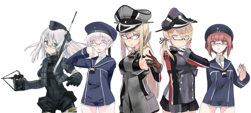 prinz eugen, bismarck, z1 leberecht maass, z3 max schultz, and u-511 (kantai collection) drawn by fujibejifu