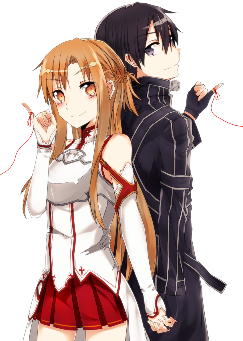 asuna and kirito (sword art online) drawn by mizuna_mizuna