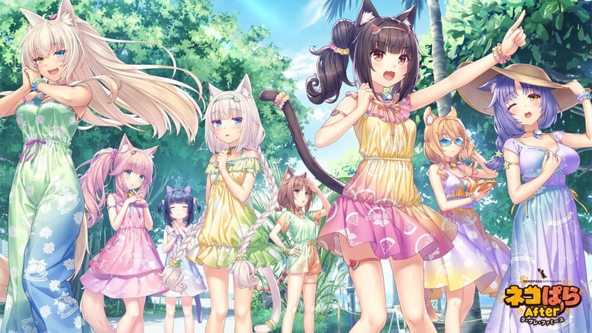 chocola, vanilla, coconut, cinnamon, azuki, and 3 more (nekopara) drawn by sayori_(neko_works)