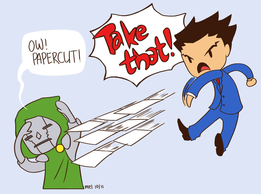 phoenix wright and doctor doom (marvel and 4 more) drawn by melissa_chen