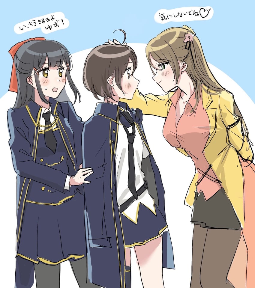 kawamura yuzuriha, tsukioka momiji, and akira blanton (assault lily) drawn by shakeza