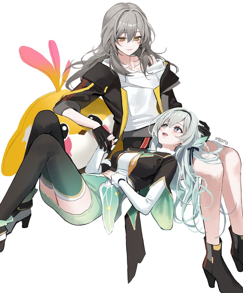 trailblazer, firefly, and stelle (honkai and 1 more) drawn by meoyo