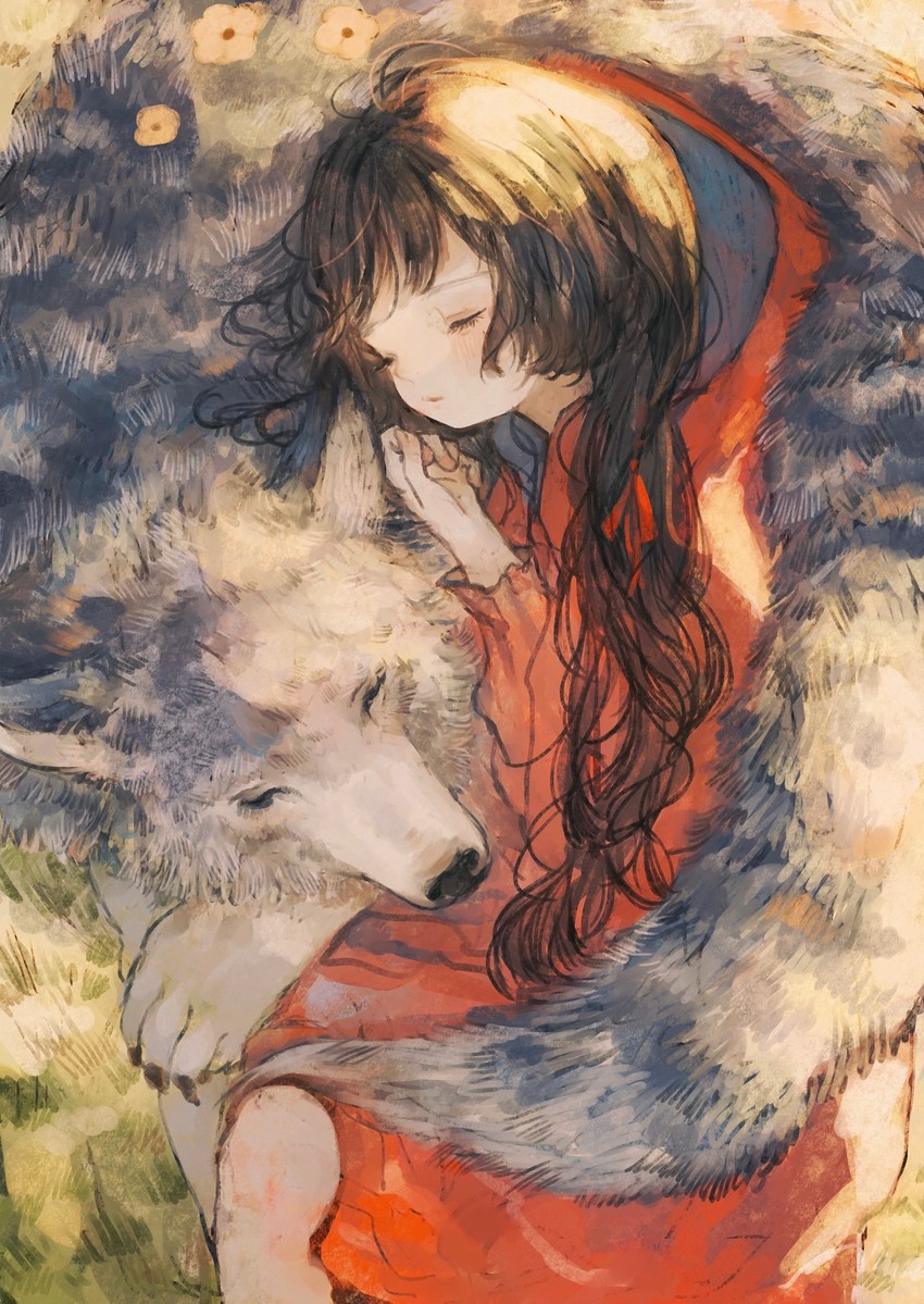 little red riding hood and big bad wolf (original and 1 more) drawn by orie_h
