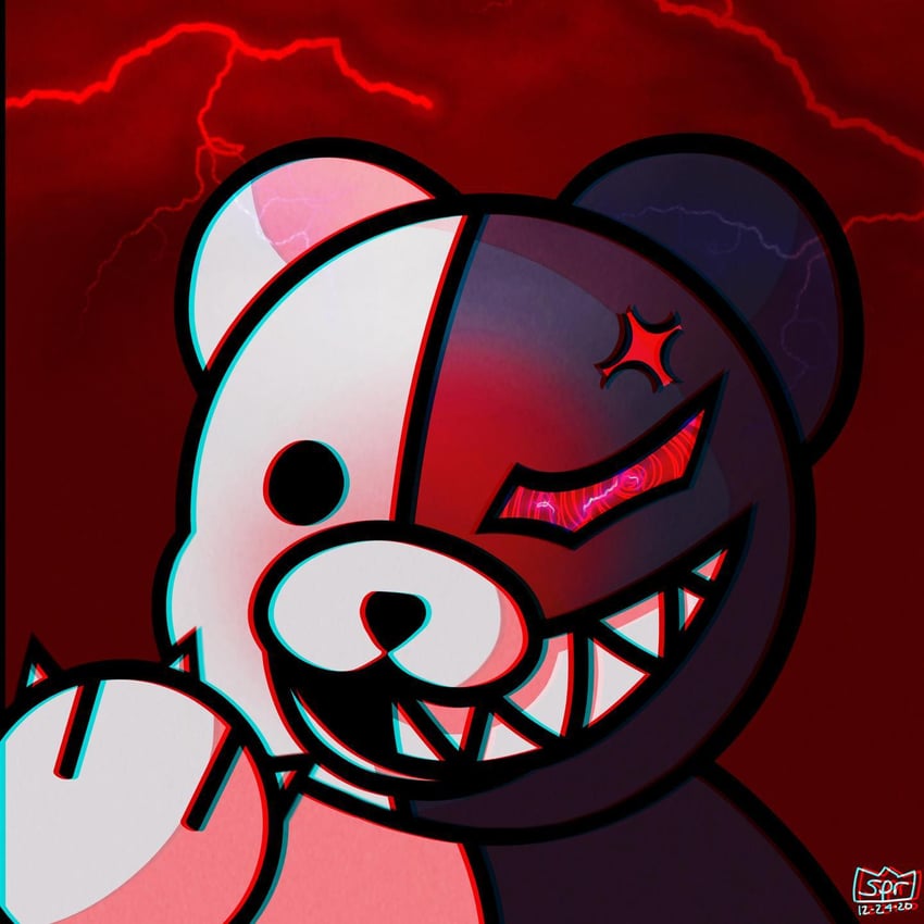 monokuma (danganronpa and 1 more) drawn by springy