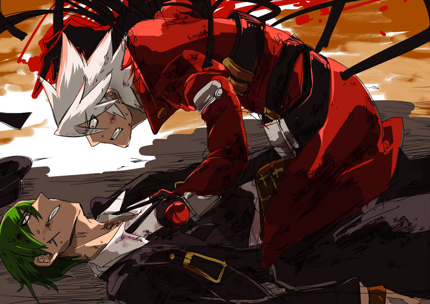 ragna the bloodedge and hazama (blazblue) drawn by yu_kibako