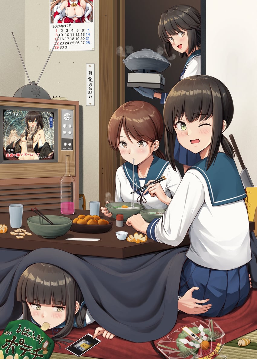 shigure, yuudachi, fubuki, shigure kai ni, yuudachi kai ni, and 6 more (kantai collection) drawn by ichikawa_feesu