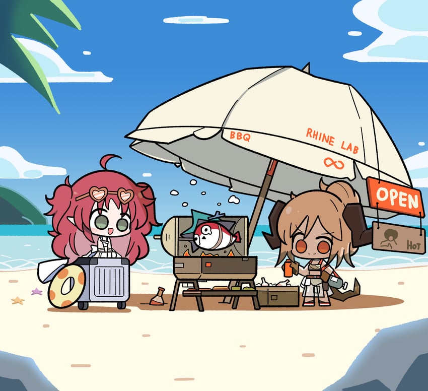 skadi, skadi the corrupting heart, ifrit, and myrtle (arknights) drawn by malrangdonut