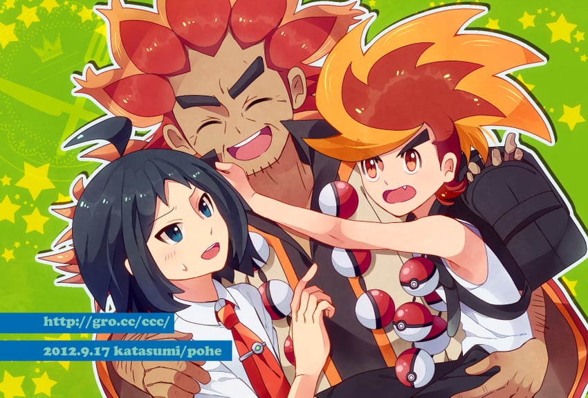 cheren, alder, and benga (pokemon and 1 more) drawn by pohe