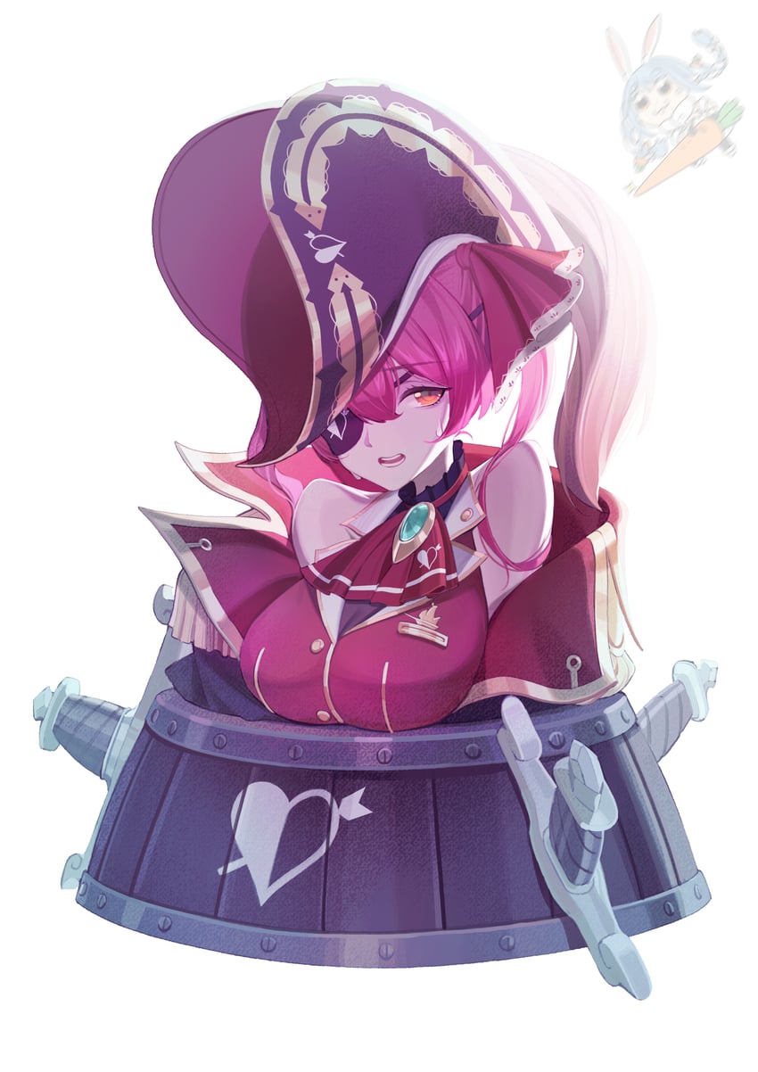 houshou marine and usada pekora (hololive) drawn by qianjing