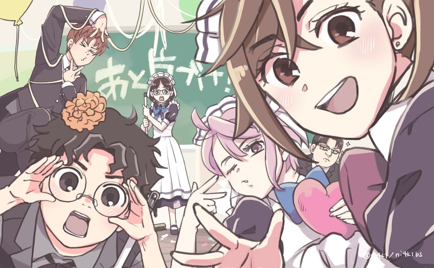 ayase momo, takakura ken, shiratori aira, enjoji jin, sakata kinta, and 1 more (dandadan) drawn by ni4k1