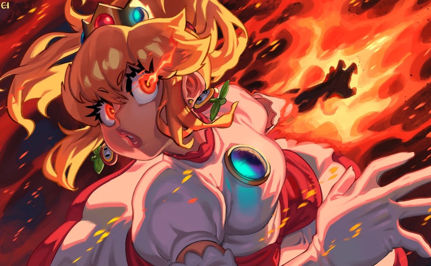 princess peach and fire peach (mario and 1 more) drawn by eigaka