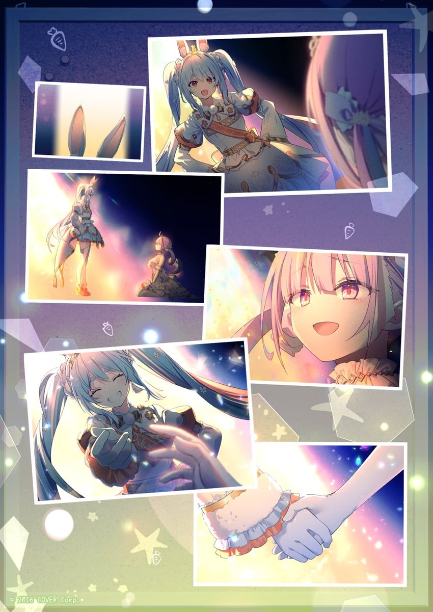 usada pekora and minato aqua (hololive) drawn by riichu