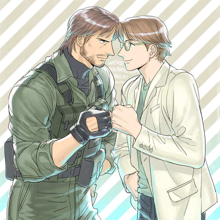 solid snake, hal emmerich, and iroquois pliskin (metal gear and 1 more) drawn by bacher