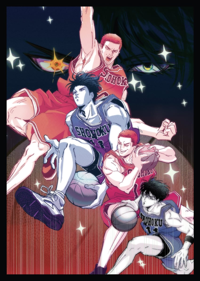 sakuragi hanamichi and rukawa kaede (slam dunk) drawn by jade_poon_(pooniverse)