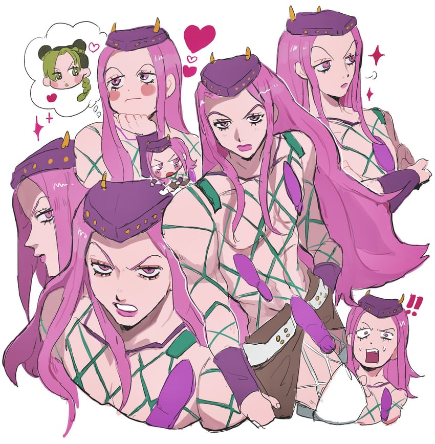 kujo jolyne and narciso anasui (jojo no kimyou na bouken and 1 more) drawn by matubaru_chan