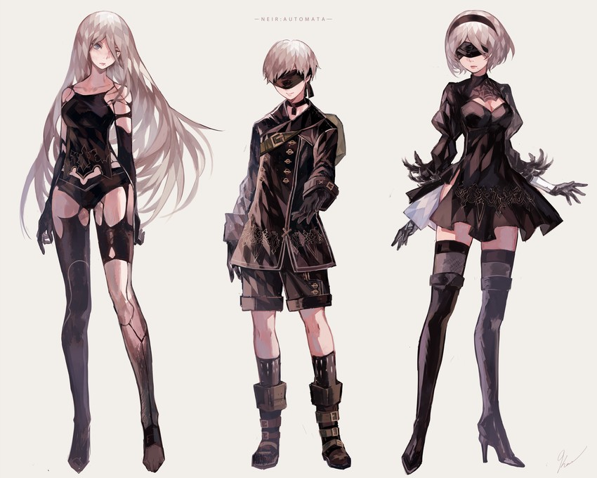 2b, 9s, and a2 (nier and 1 more) drawn by kaneblob