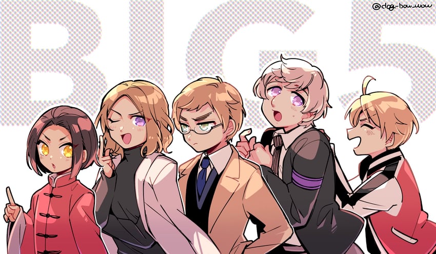 america, united kingdom, russia, china, and france (axis powers hetalia) drawn by dog_bow_wow