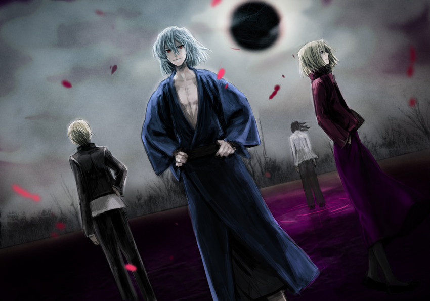 gilgamesh, michael roa valdamjong, tohno shiki, and shirazumi lio (fate and 4 more) drawn by kuroi_nyan