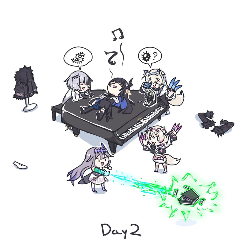 shiori novella, nerissa ravencroft, fuwawa abyssgard, mococo abyssgard, and koseki bijou (hololive and 3 more) drawn by ta_wam