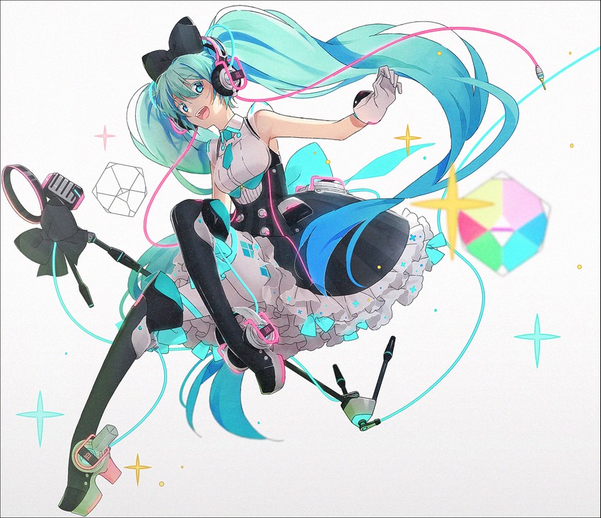 hatsune miku and magical mirai miku (vocaloid and 1 more) drawn by hakusai_(tiahszld)