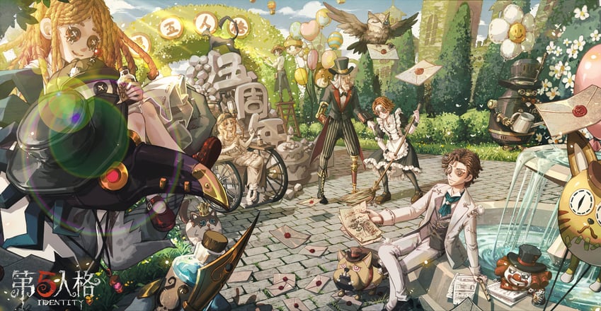 emma woods, orpheus, memory, wick, galatea, and 5 more (identity v) drawn by xualwqy