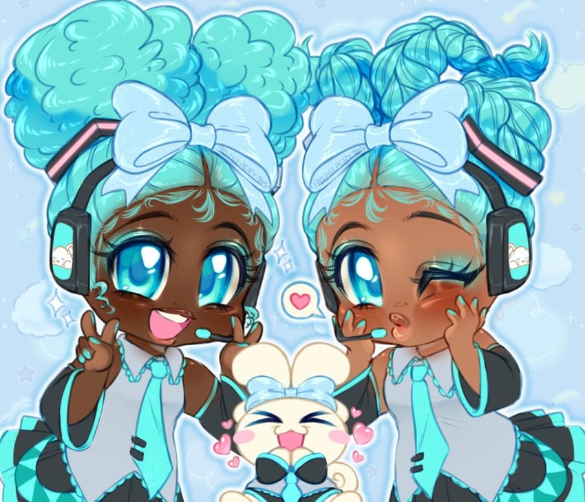 hatsune miku, cinnamoroll, and cinnamiku (vocaloid and 2 more) drawn by sleepyc0re