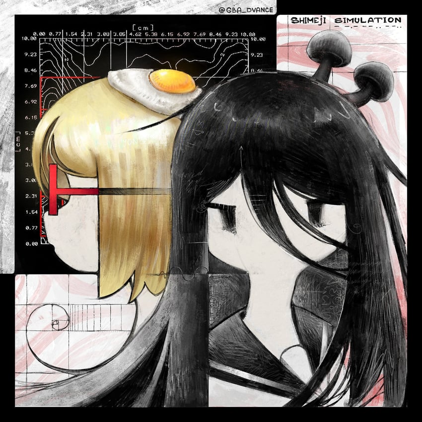 tsukishima shijima and yamashita majime (shimeji simulation) drawn by gba_dvance