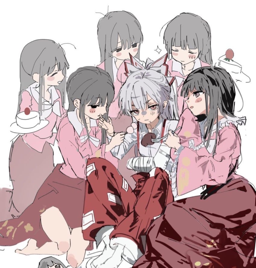 fujiwara no mokou and houraisan kaguya (touhou) drawn by sesmkun