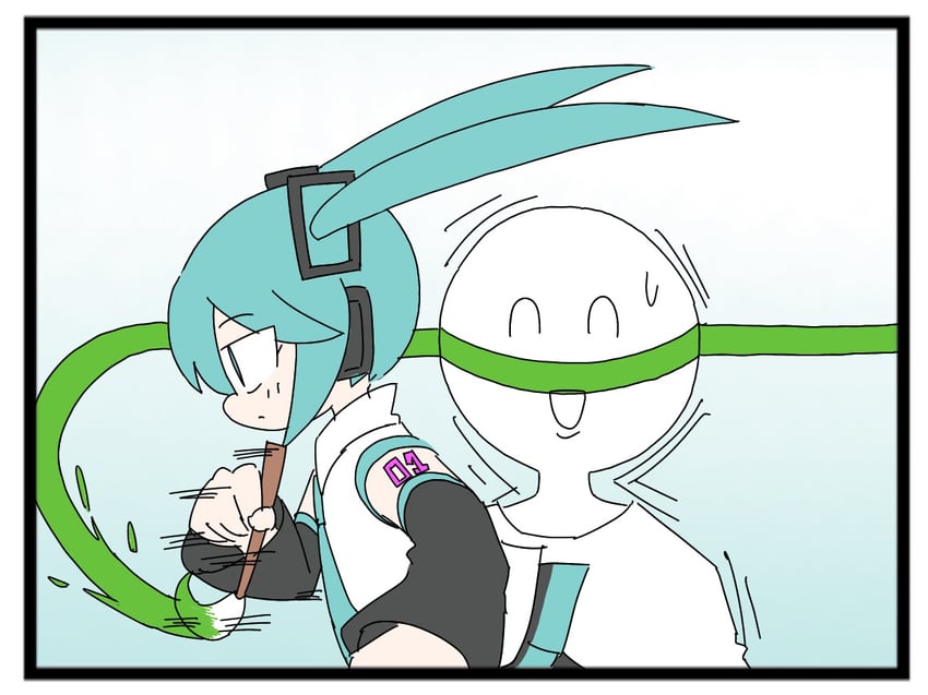 hatsune miku and master (vocaloid and 1 more) drawn by hokorima