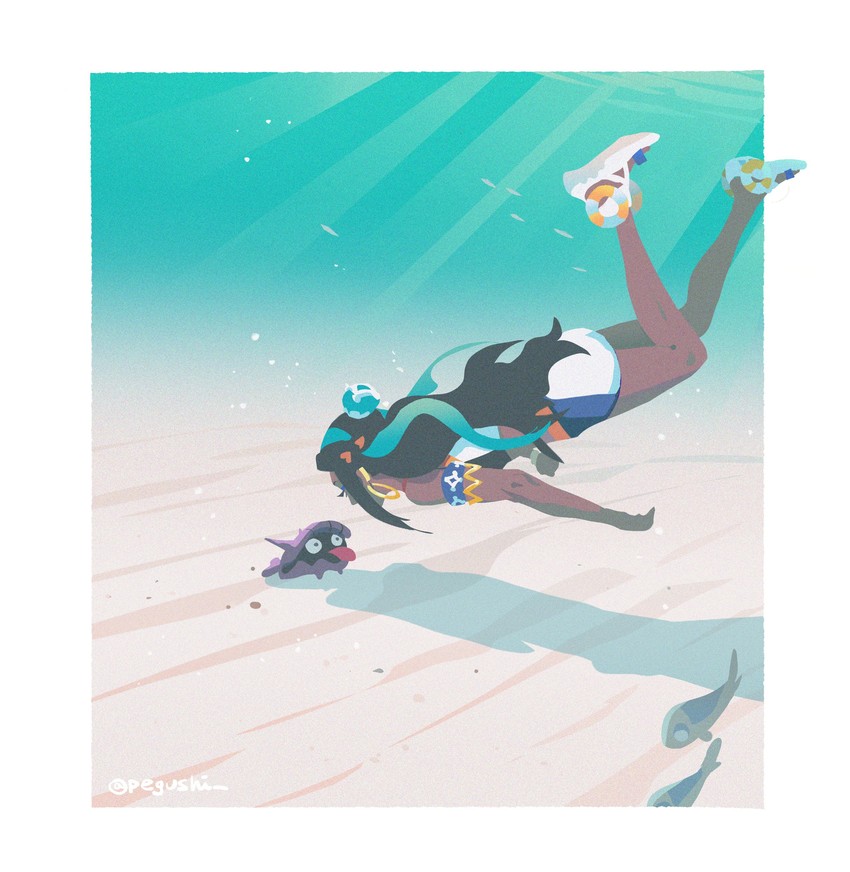 nessa, wishiwashi, and shellder (pokemon and 1 more) drawn by pegushi