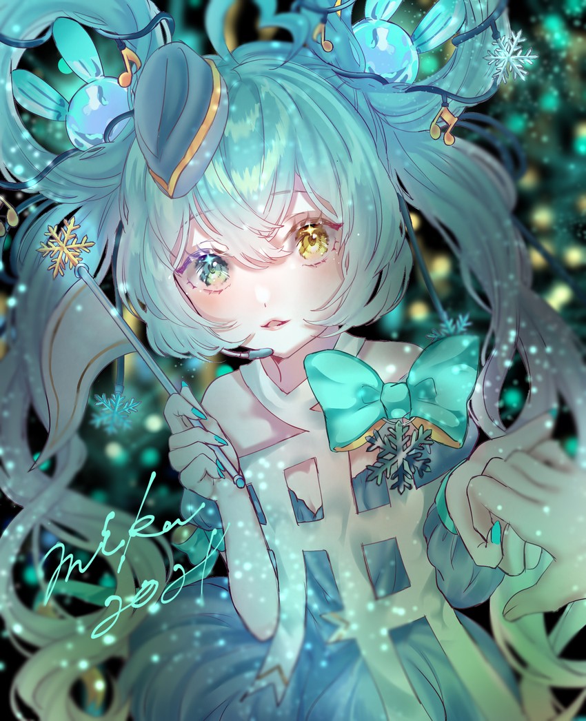 hatsune miku and yuki miku (vocaloid) drawn by mobukyara_(mobumobu0817)