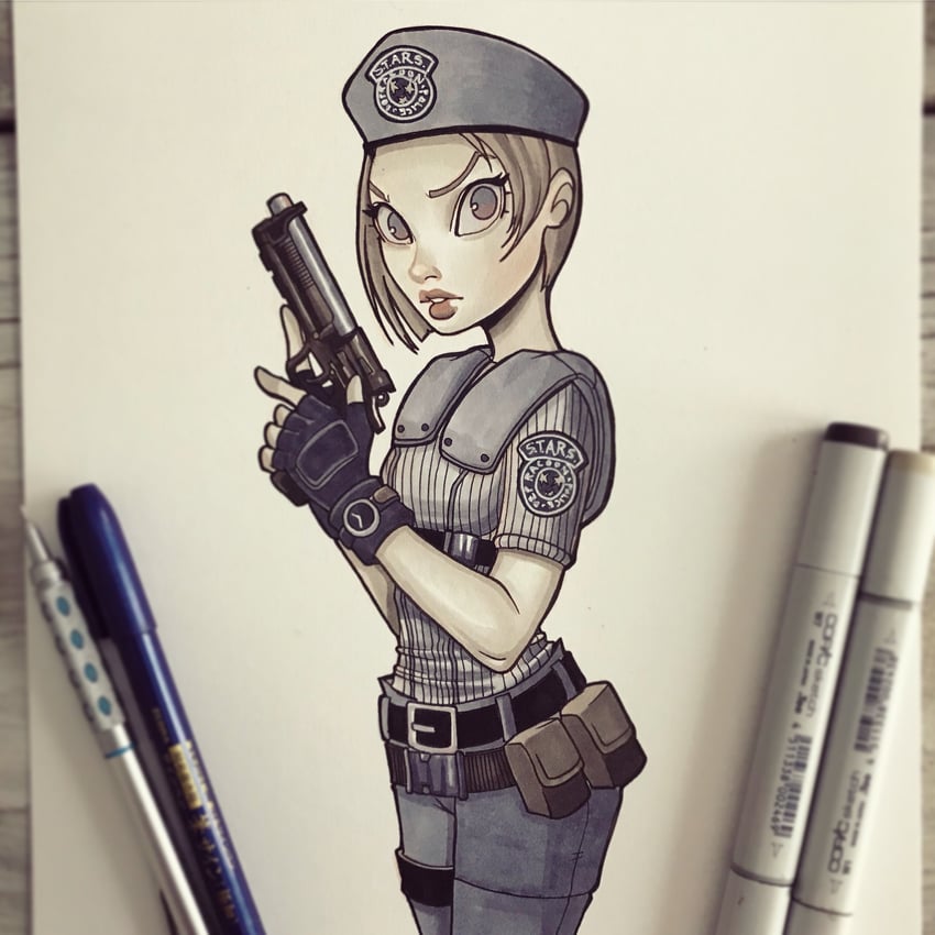 jill valentine (resident evil and 1 more) drawn by chrissie_zullo