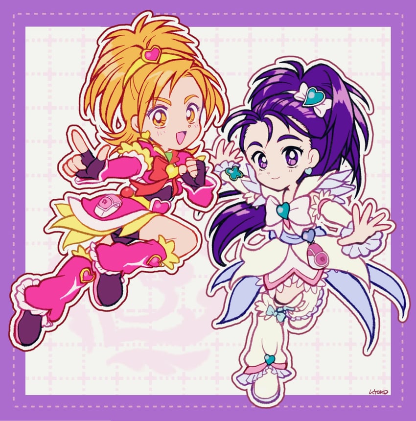 hyuuga saki, mishou mai, cure bloom, and cure egret (precure and 1 more) drawn by uwded_207